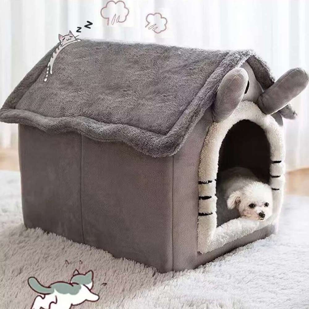 Small Pet Cat Kitten Dog Beds Igloo Fleece Bed Pyramid Cozy Washable Warm House Cave