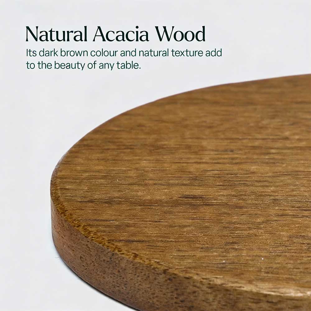 Set of 6 Wood Coasters - Round Wooden Drink Mats for Coffee & Tea