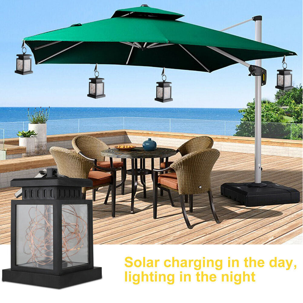 LED Solar Powered Hanging Lantern Lights Waterproof Outdoor Garden Table Lamp