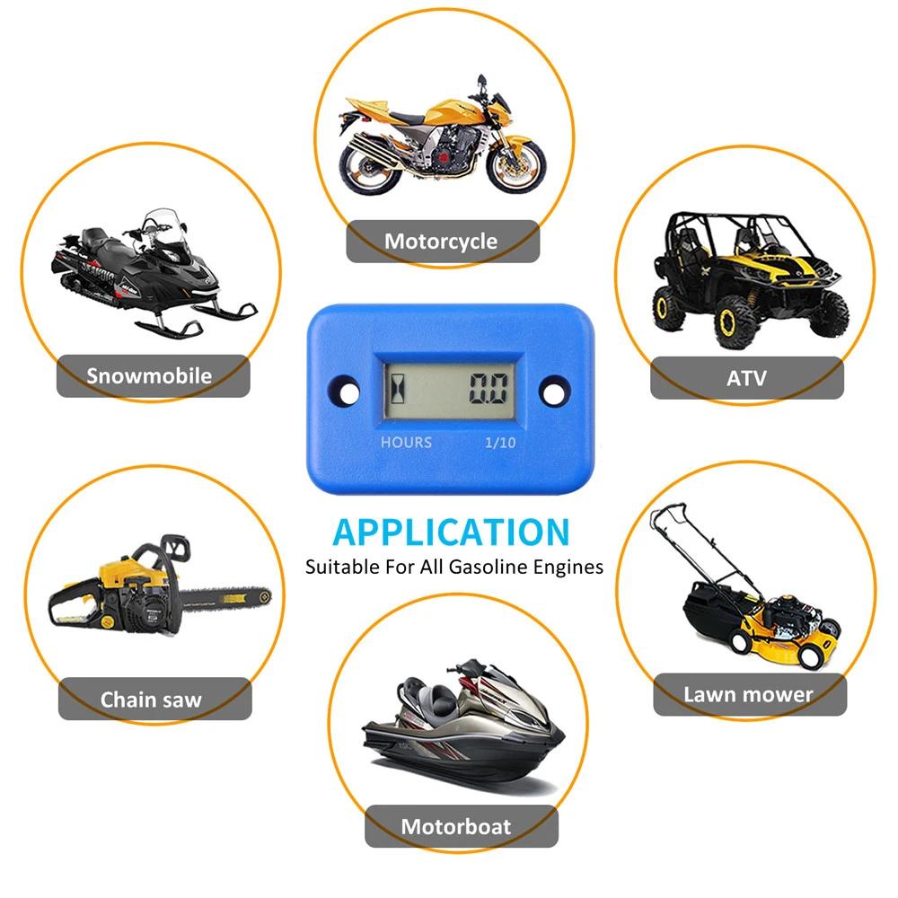 Inductive Waterproof Hour Meter Marine ATV Motorcycle Dirt Bike Sk Engine BLACK