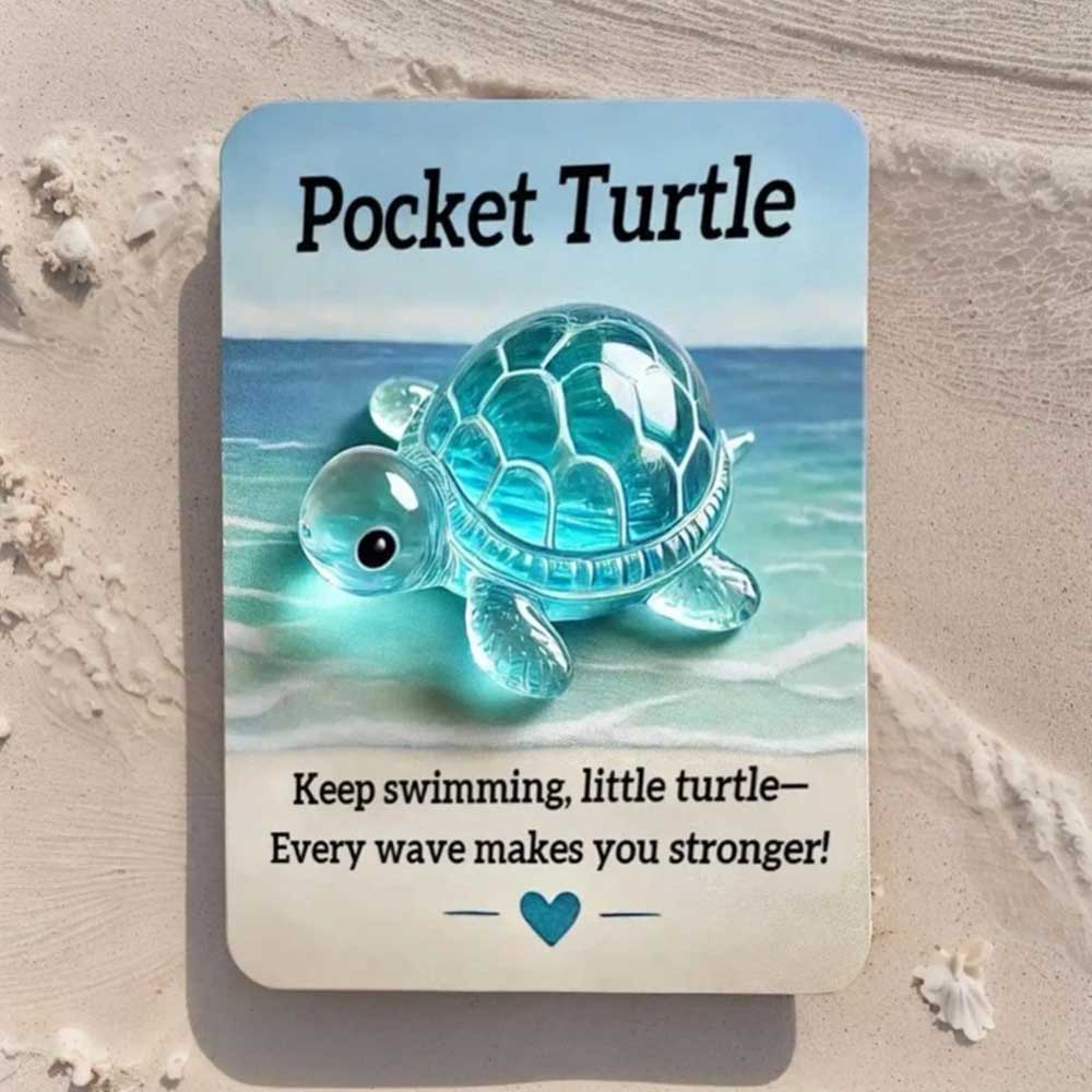 Pocket Turtle Penguin Crystal Pocket Hug Card - Heartwarming Keepsake Gift for Friends & Loved Ones