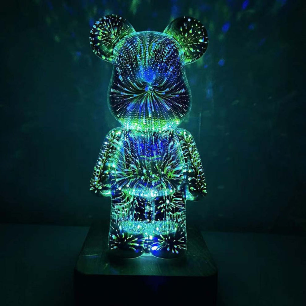 3D Fireworks Bear LED Night Light Room Atmosphere Light Desktop Decoration Night