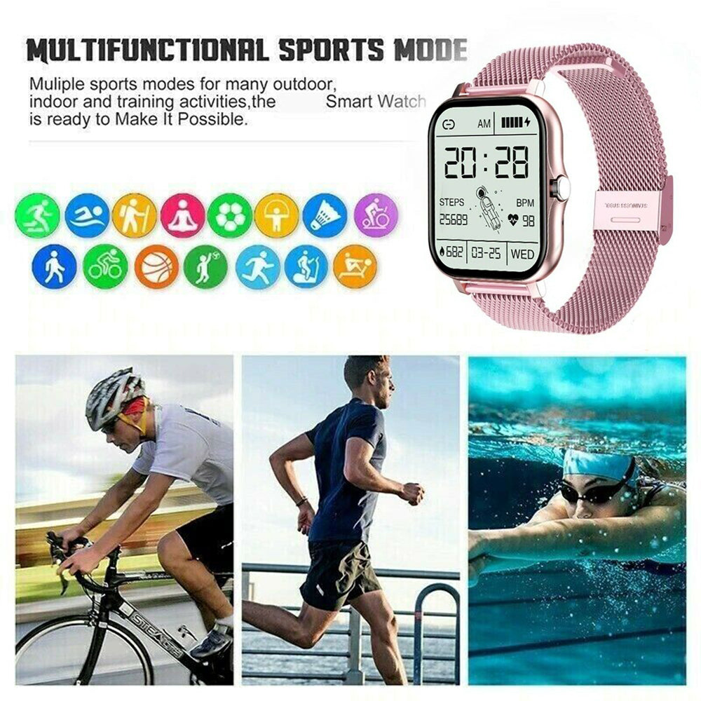 Smart Watch Women Men Heart Rate For iPhone Android Bluetooth-Pink
