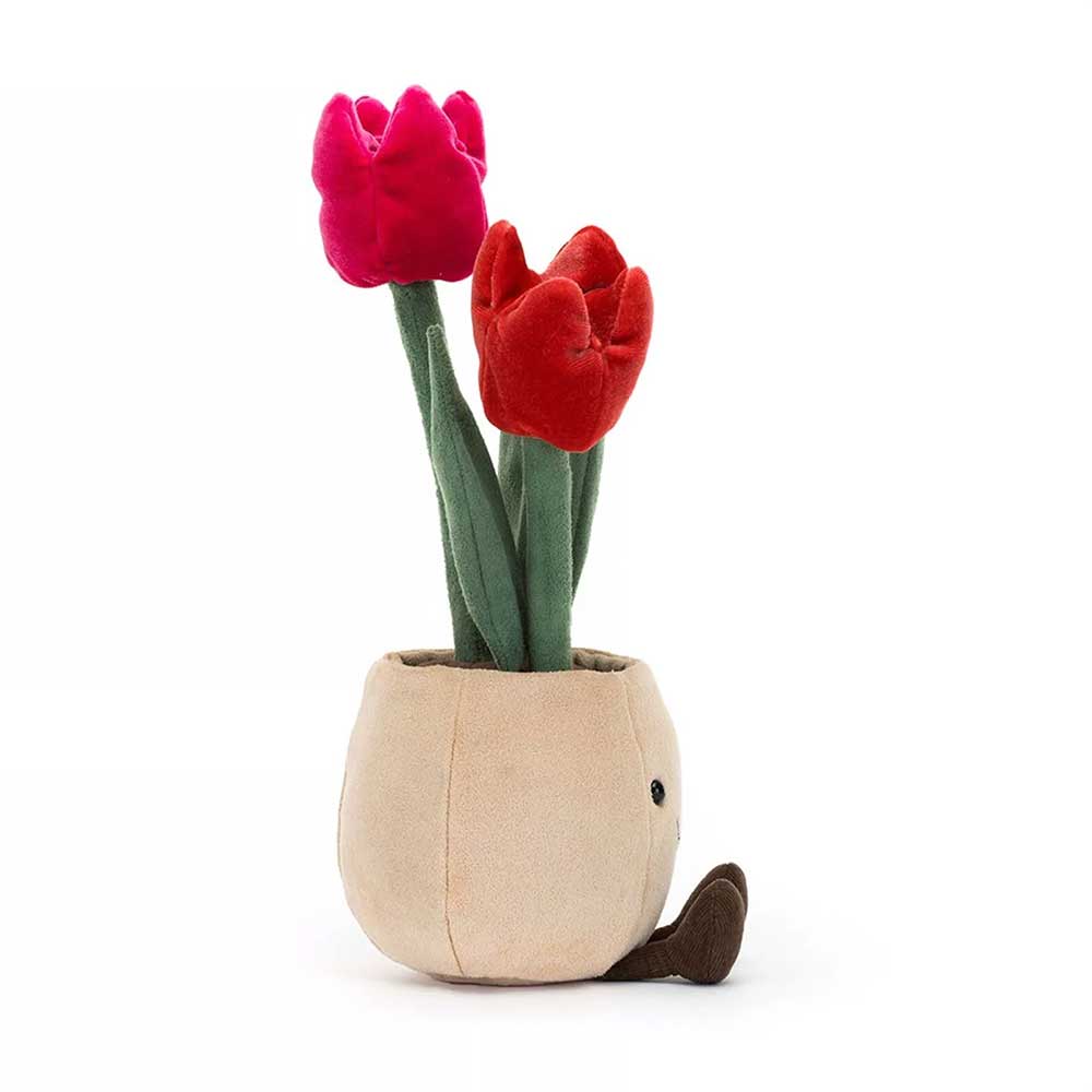 Amuseables Tulip Pot Soft Toy – Cute Flowerpot Plush with Textured Tulip & Felt Pot, Desk Decor Gift