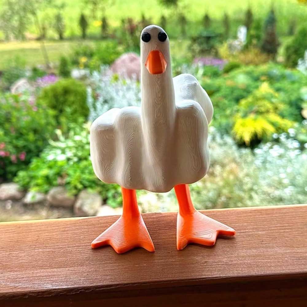 Cute Middle Finger Duck Craft 3D Funny Little Duck Resin Figurine Ornament Decor