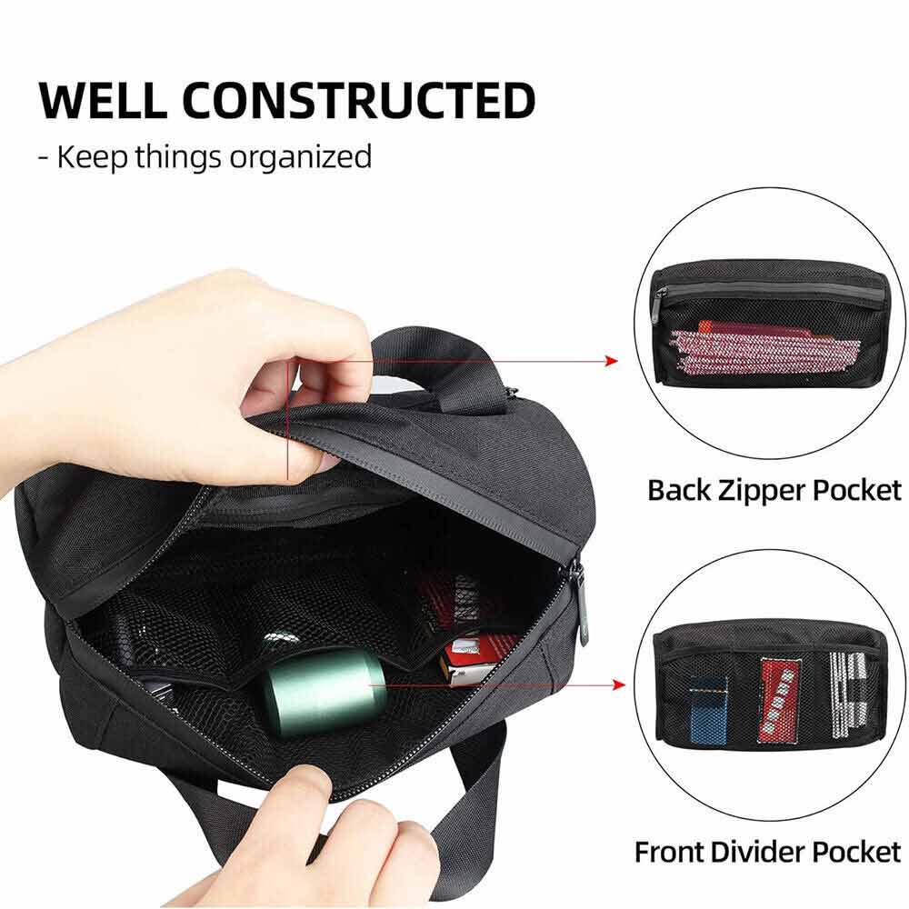Black Large Odor Proof Bag Smell Proof Pouch, Carbon Lined Smoking Stash Case