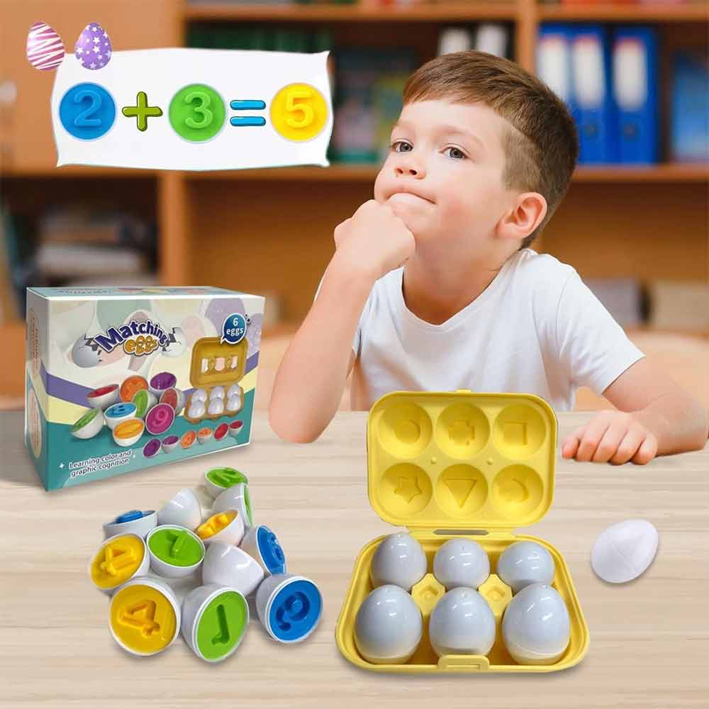 6-Piece Matching Eggs – Colour Number Sorter, Montessori Sensory Puzzle
