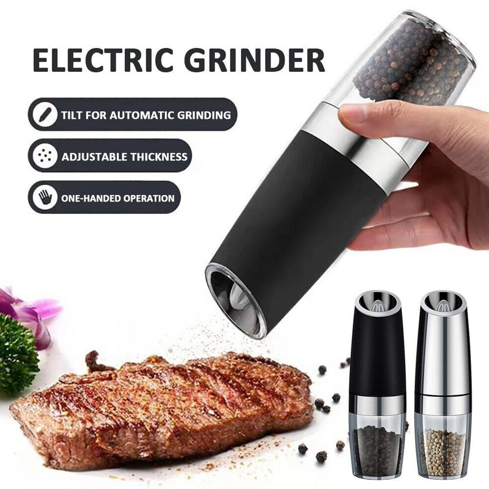 Electric Pepper Mill Salt Shakers Gravity Automatic Grinder Battery-Operated LED