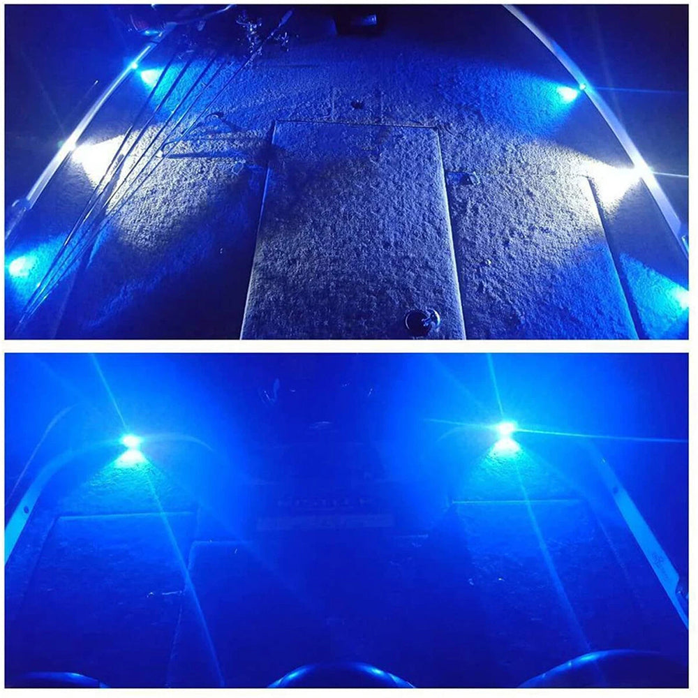 10Pcs Marine Boat 6LED Deck Courtesy Lights Waterproof Blue Stern Transom Light