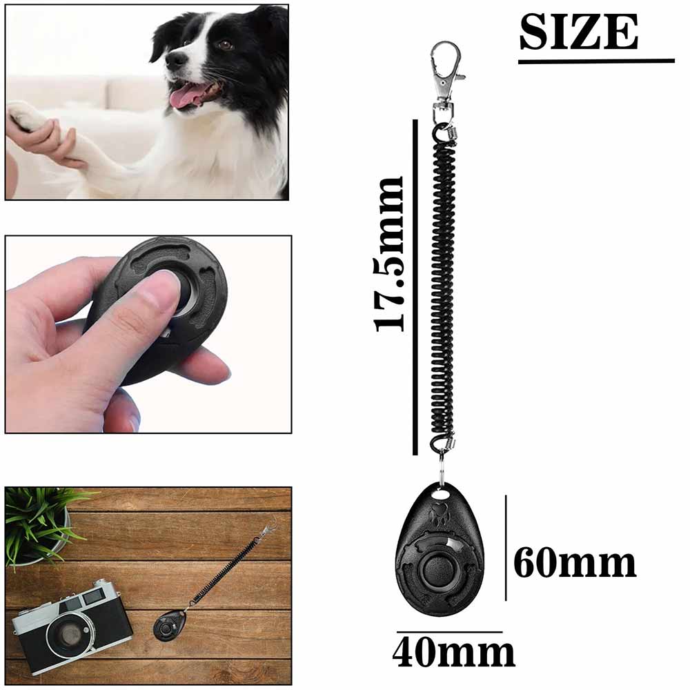 2PCS DOG PUPPY SCHOOL CLICKER Professional TRAINING AID Black Pet Trainer