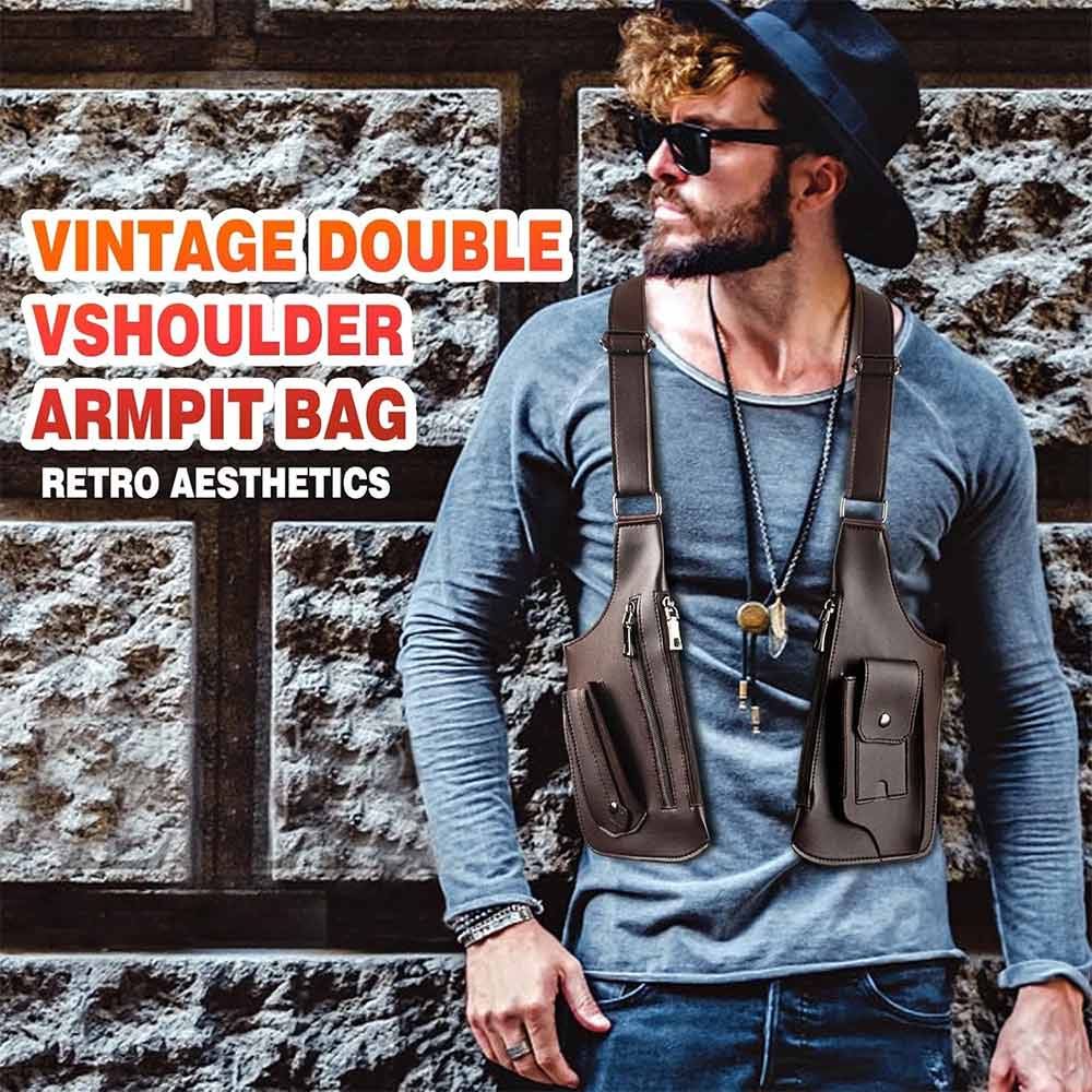 Adjustable Anti-Theft Underarm Shoulder Bag – PU Leather Wallet Holster Bag (Brown)