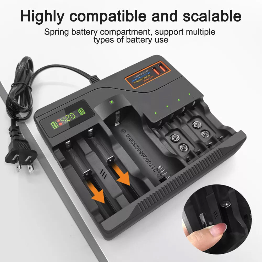 LCD Smart Battery Charger For AAA AA 9V Ni-MH Ni-CD Rechargeable Batteries