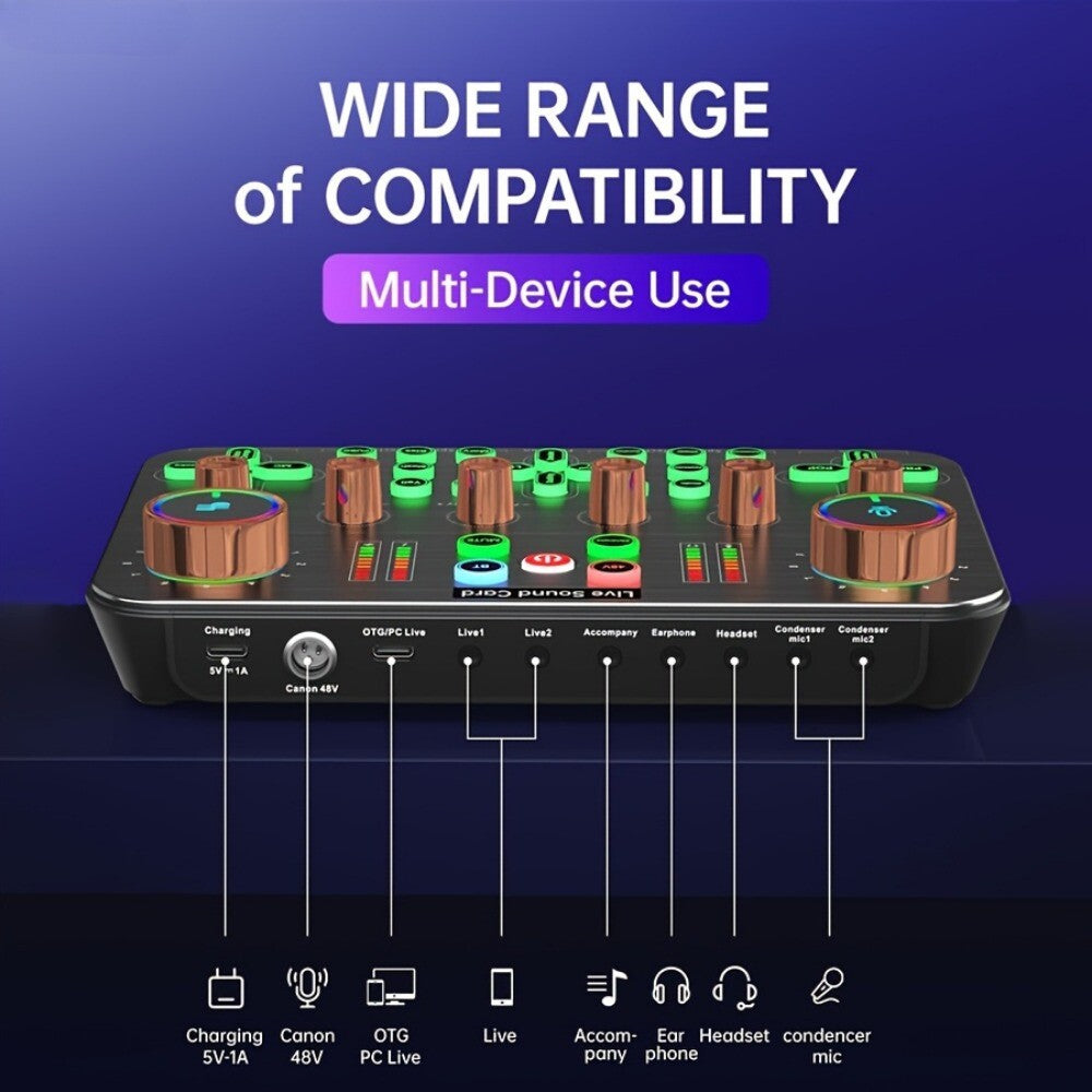 Professional Live Audio Mixer with DJ Mixer Live Sound Effects & Voice Changer