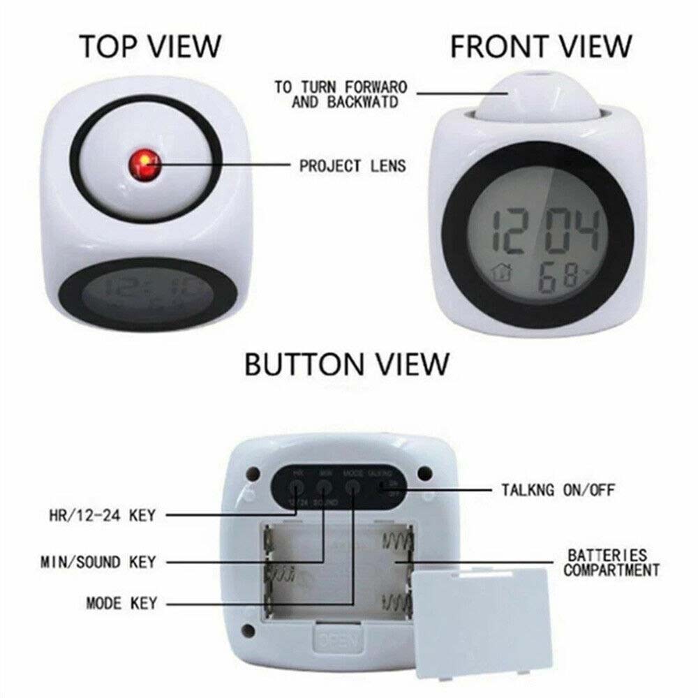 LED Display LED Projection Clock Temperature Projector Alarm Smart Time Digital