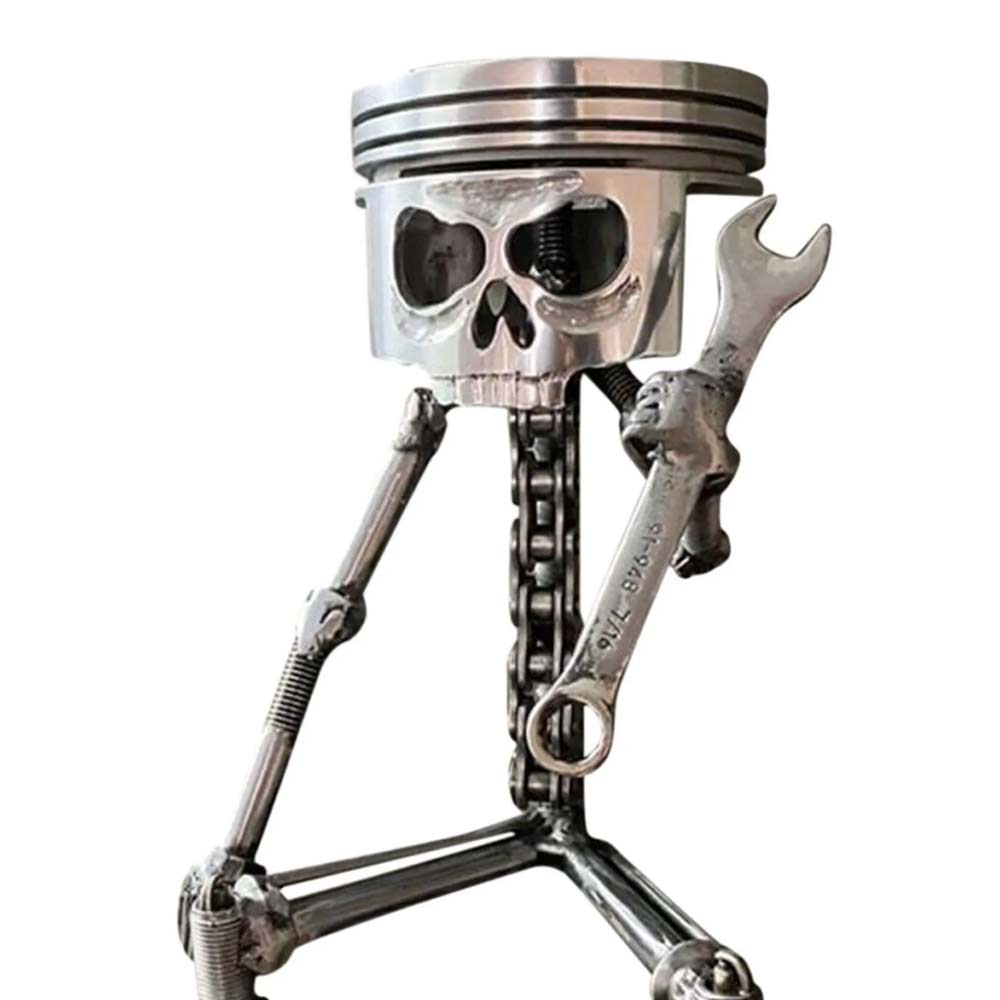 Skull Head Statue Carving Piston Skull Face Resin Ornament Photo Props for Home Office