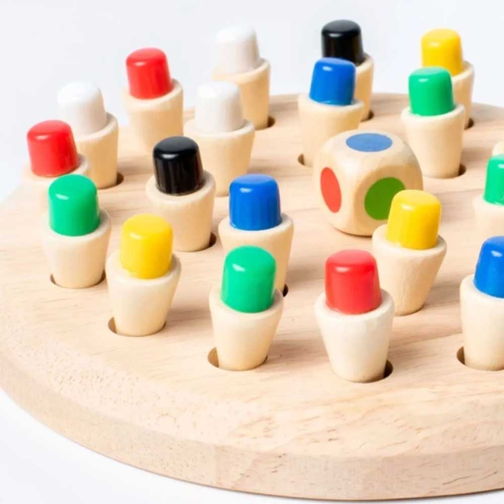 Colour Game Board Puzzle Wooden Memory Match Stick ChessMontessori Edu for Kids
