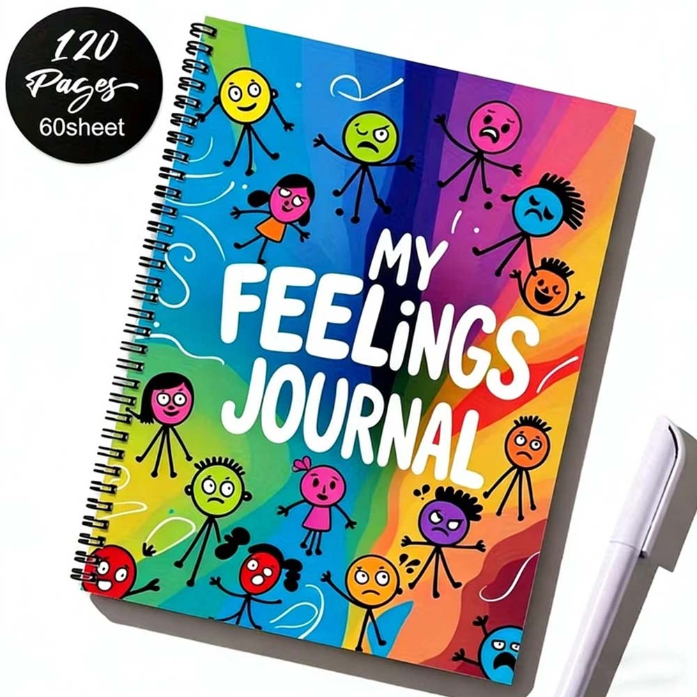 120 Pages Mental Health Notebook Journal | Mood Tracking Diary & Feelings Log