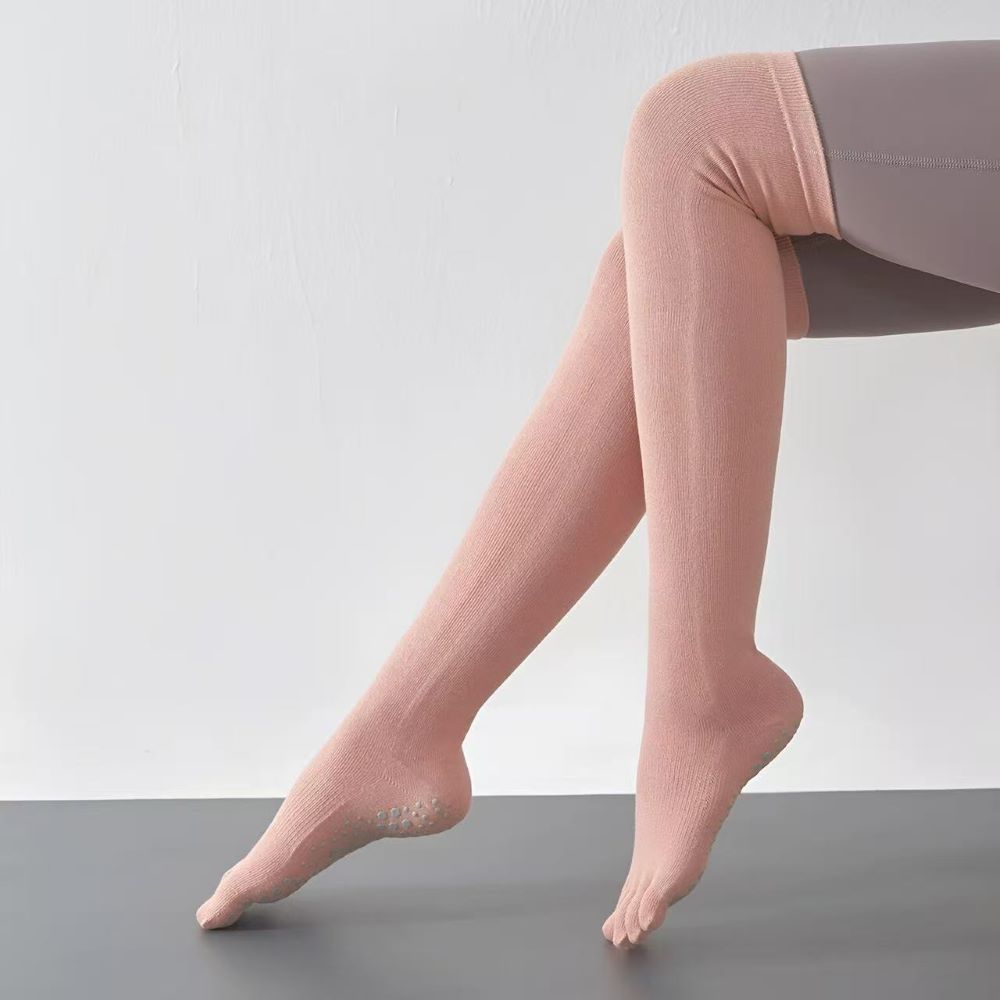 Non-Slip Toe Split Yoga Socks – Women's Over-the-Knee Fitness & Pilates Socks