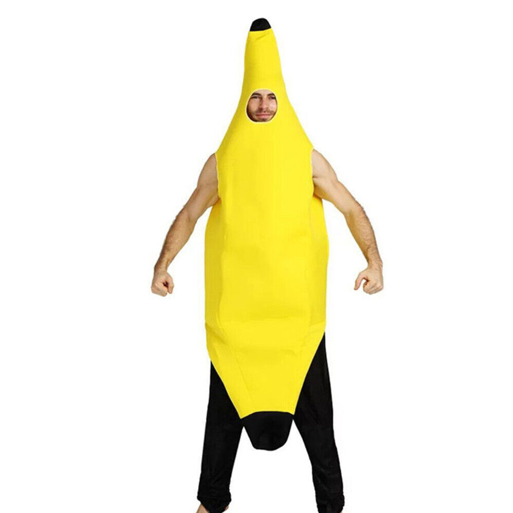 Halloween Banana Suit Dress Fancy Cosplay Costume Body Suit Outfit Adult Unisex