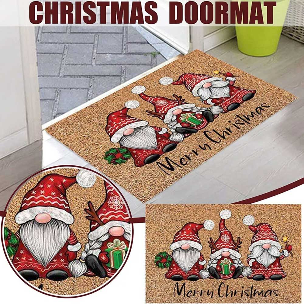 Non Slip Flannel Carpet Merry Christmas Door Mat Floor Rug Xmas Home Decoration