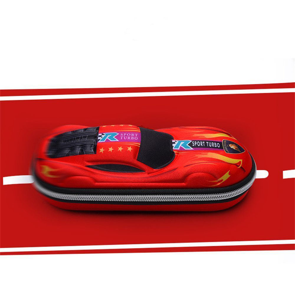 Cartoon Racing Car Pencil Box Holder with Hidden Storage Pockets Gift
