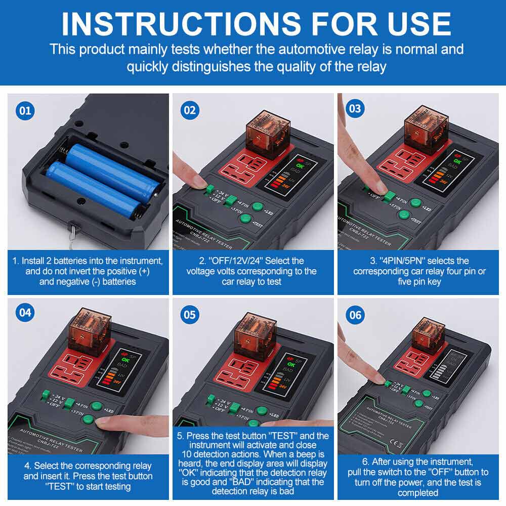 12V/24V LCD Automotive Electronic LIGHTING Relay Tester Car Checker