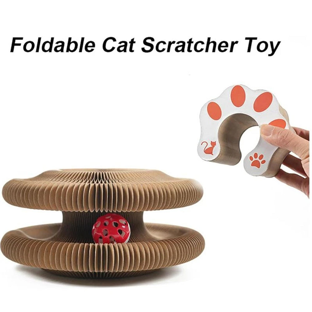 Transformable Cat Toy - Accordion Scratch Pad & Wear-Resistant Ball