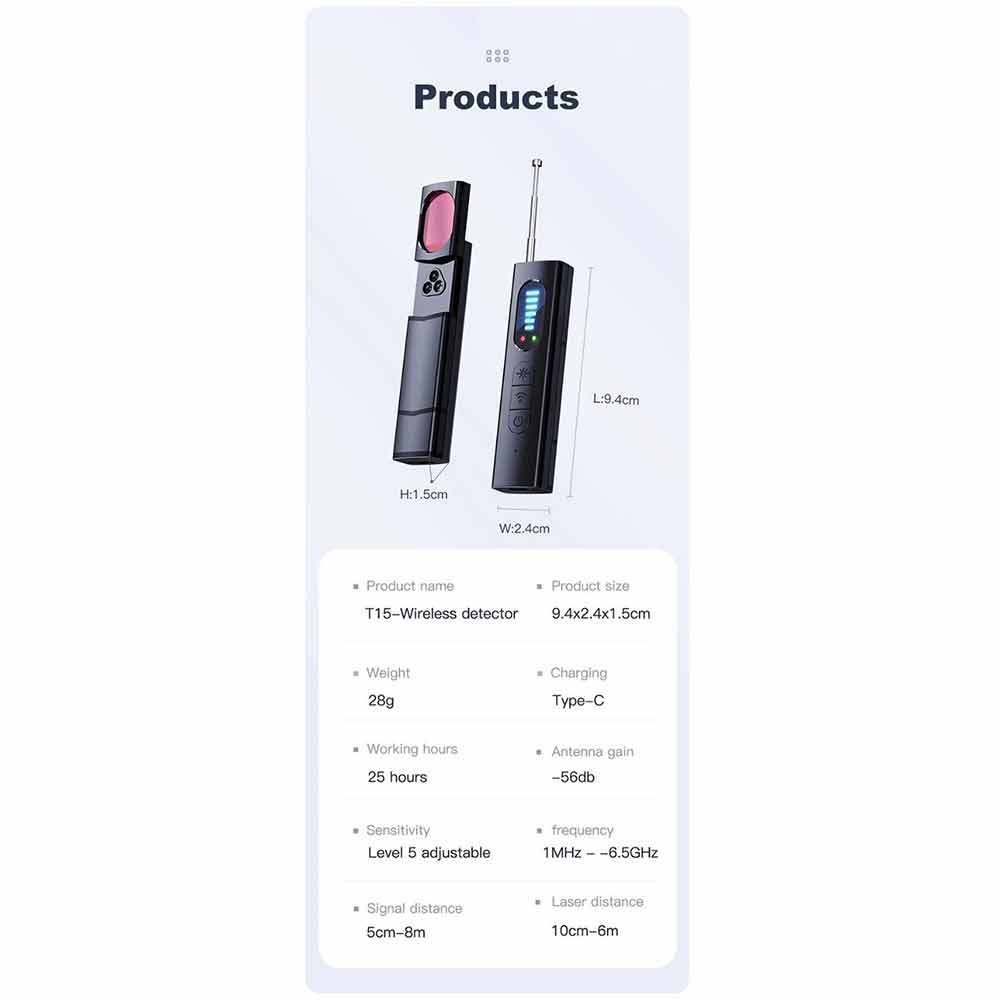 Hidden Camera Detector Anti Spy Bug GPS Tracker Finder Scanner Device Hotel Car