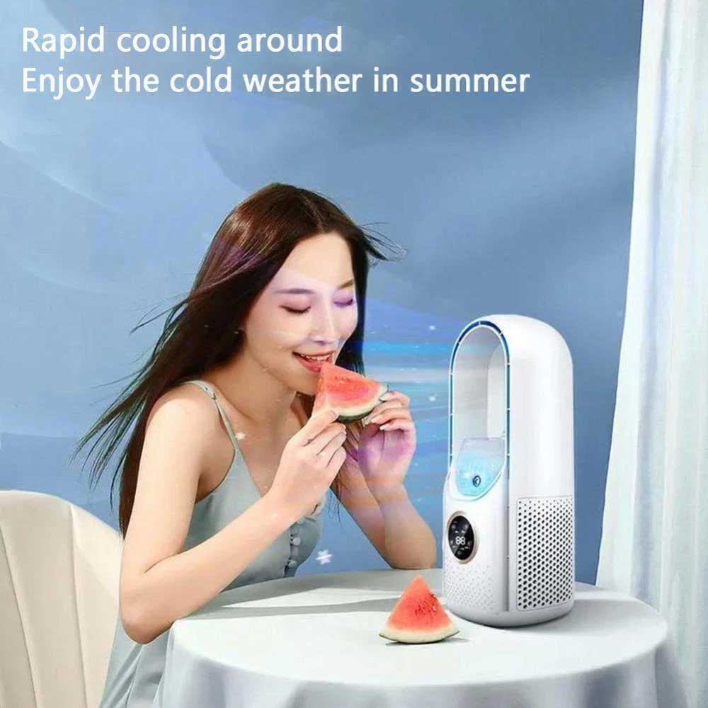Portable Air 6 Speed Silent Timer Air Conditioner Cooler Leafless Electric Fan