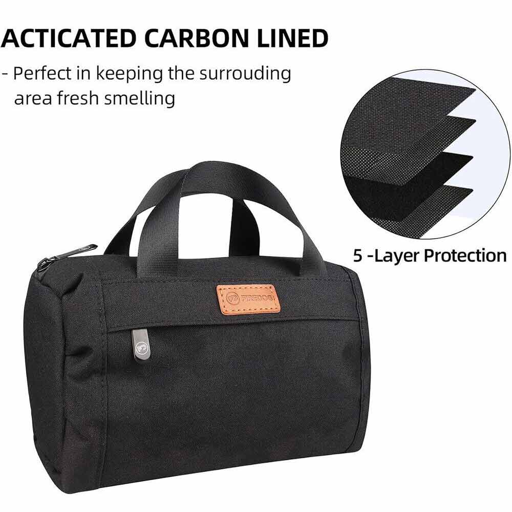 Black Large Odor Proof Bag Smell Proof Pouch, Carbon Lined Smoking Stash Case
