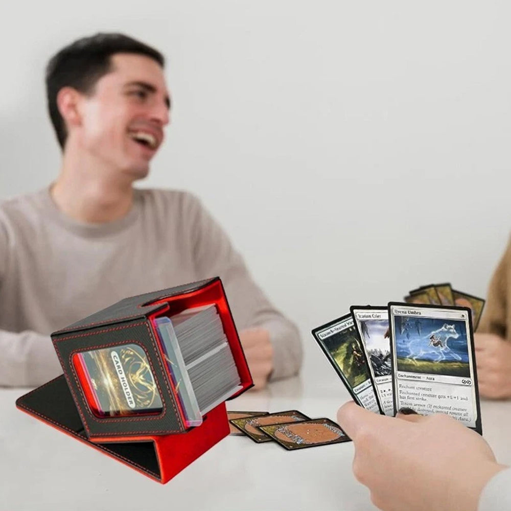 PU Leather MTG Deck Box with Magnetic Closure & Card Stand - TCG Commander Card Storage Case