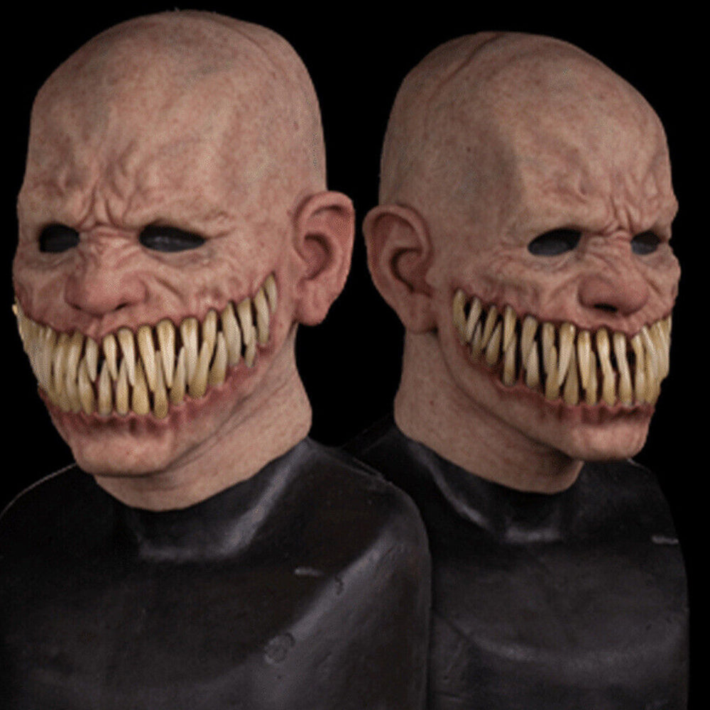 Long Creepy Clown Scary Realistic Facial Mask Horror Gruesome Party Cosplay Deco