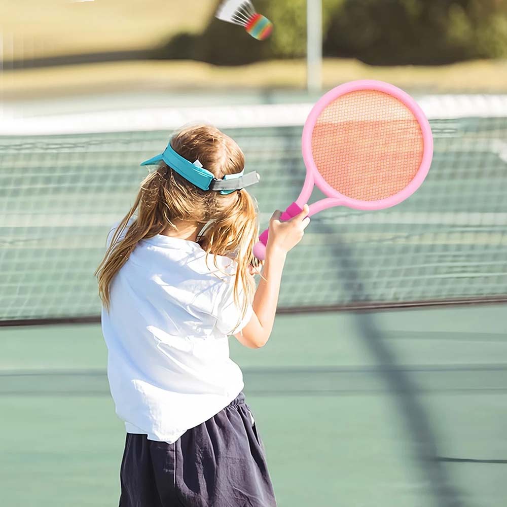 Tennis & Badminton Rackets Set of 2 for aged 3+- with 6 Balls, Random Colors