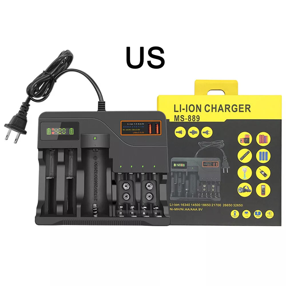 LCD Smart Battery Charger For AAA AA 9V Ni-MH Ni-CD Rechargeable Batteries