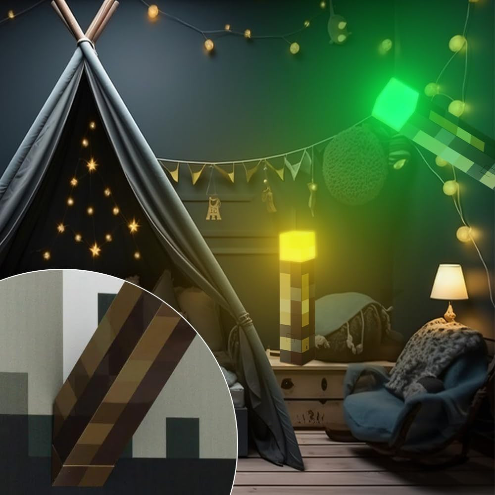 Mine Mini World craft Game Torch Lamp Led Night Light Home Decors USB Rechargeable Kids Gift