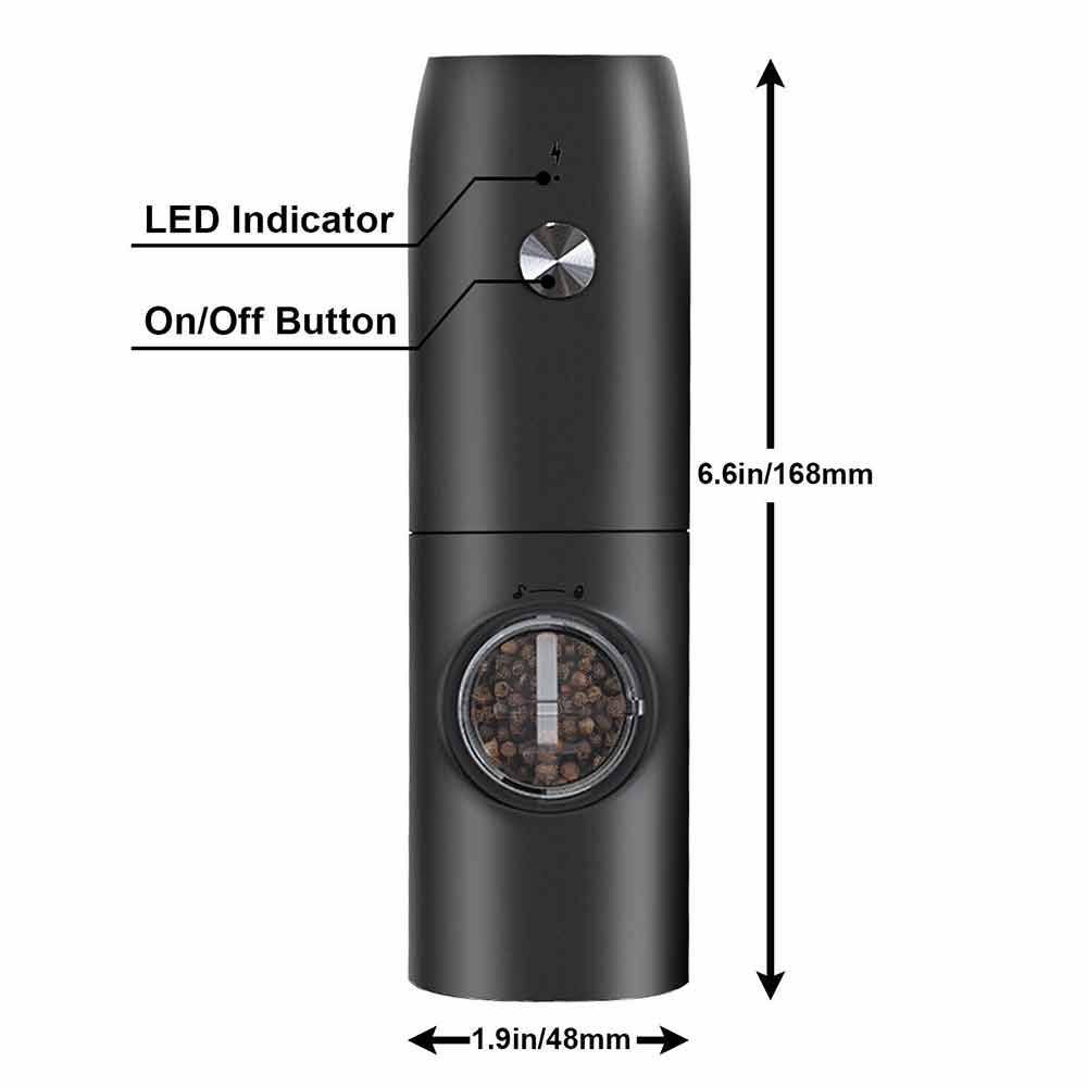 USB Rechargeable Salt And Pepper Mill Electric Salt And Pepper Grinder Set