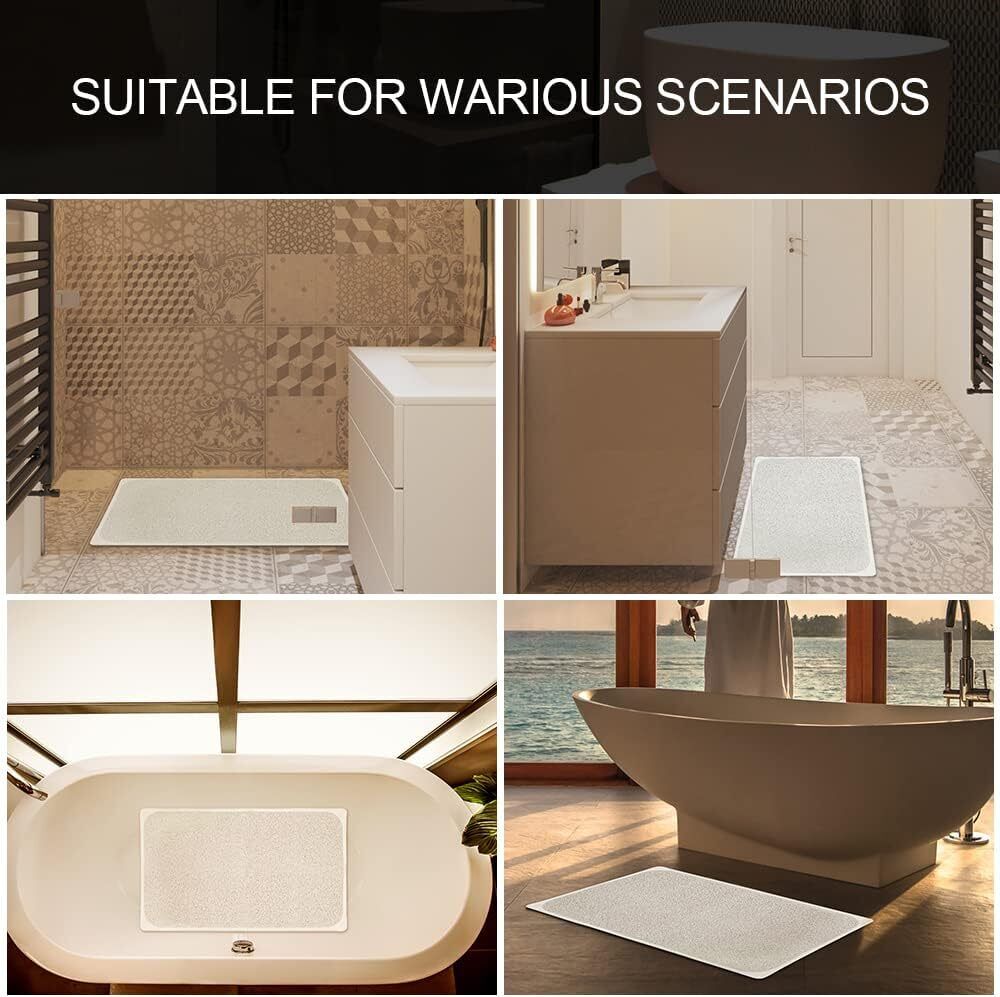 2X Non Slip Bathroom Bath Mat Anti Slip Loofah Shower Rug Carpet Water Drains