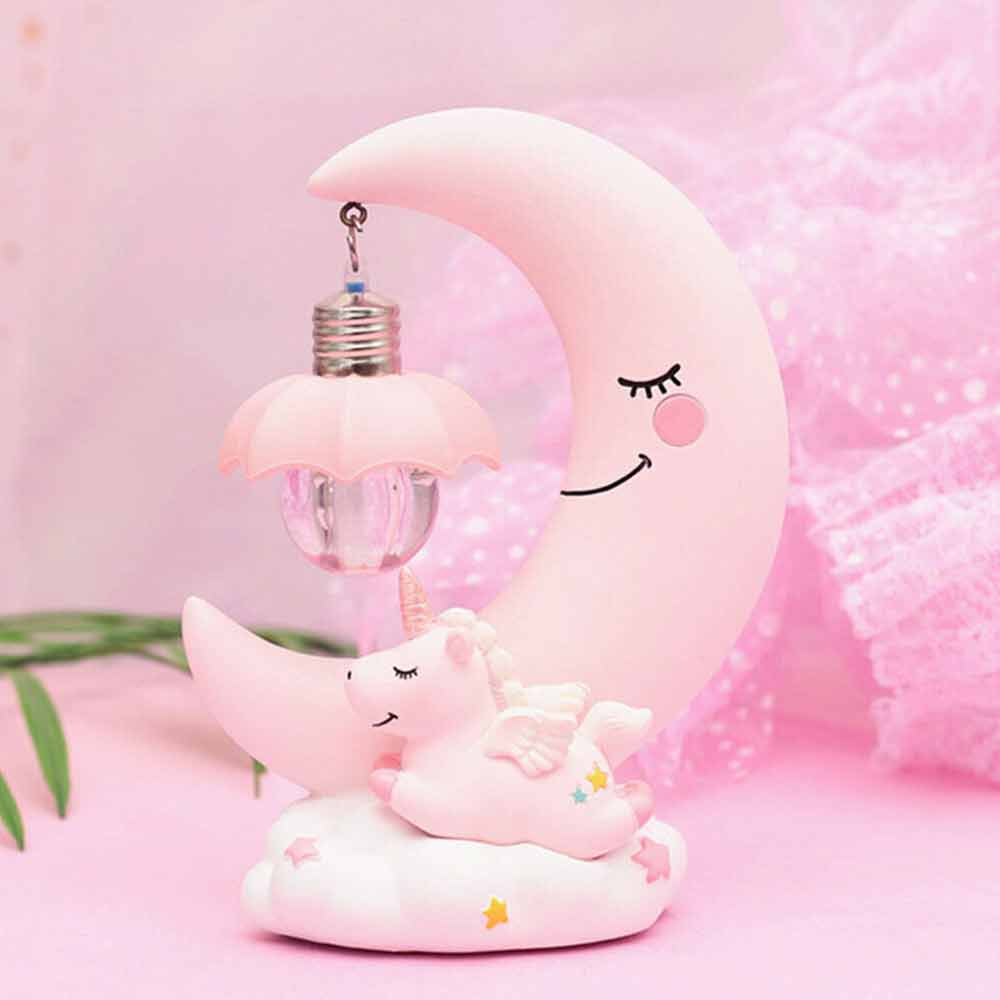 LED 3D Unicorn Bedside Desk Lamp Night Light Moon Lights Boys Girls Kids Bedroom