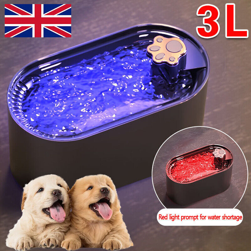 3L Smart Cat LED Water Fountain for Pet Dog Drinking Water Bowl Automatic Dispenser