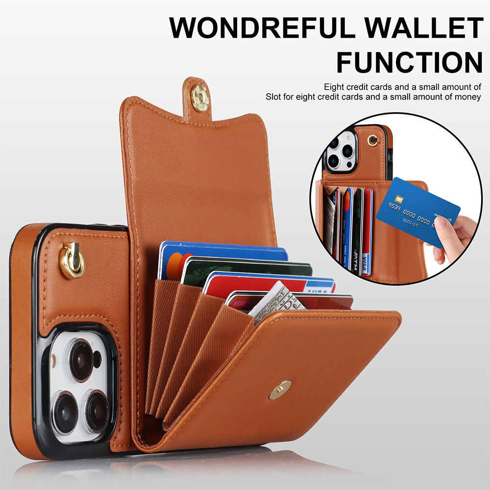 For iPhone 14 Pro Max Plus Case Leather Wallet Cover Card holders Coins Storage