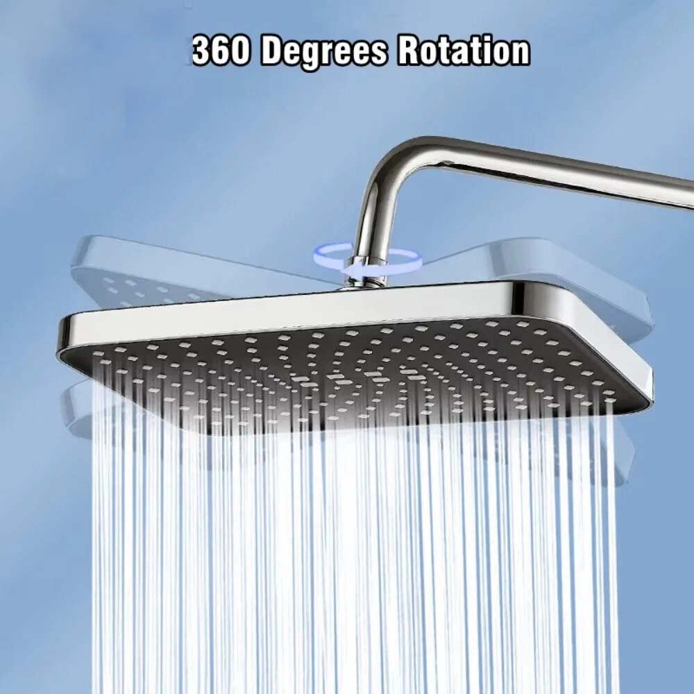 12 Inch High Pressure Rain Shower Head - Large Flow Top Spray with Self-Cleaning Jets