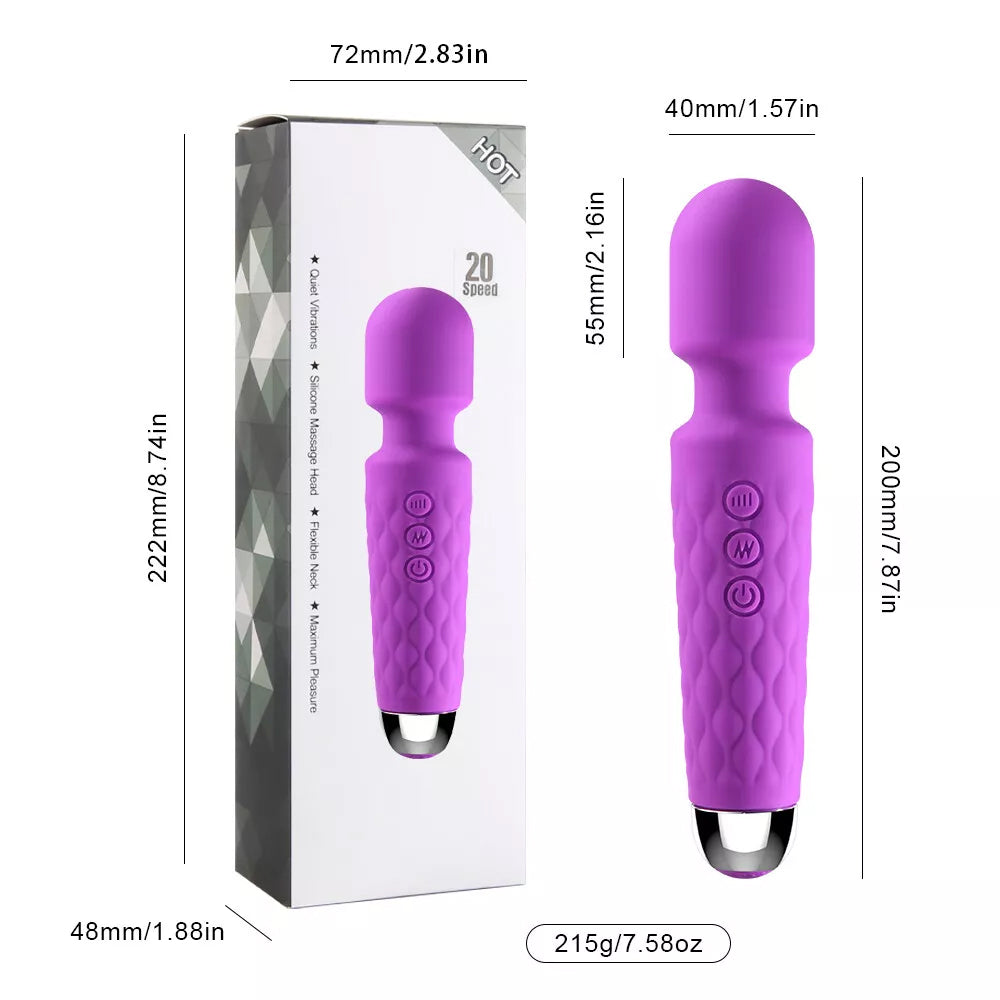 Rechargeable Clit Vibrator 20 Speeds Massage Wand Sex Toys for Women Masturbator