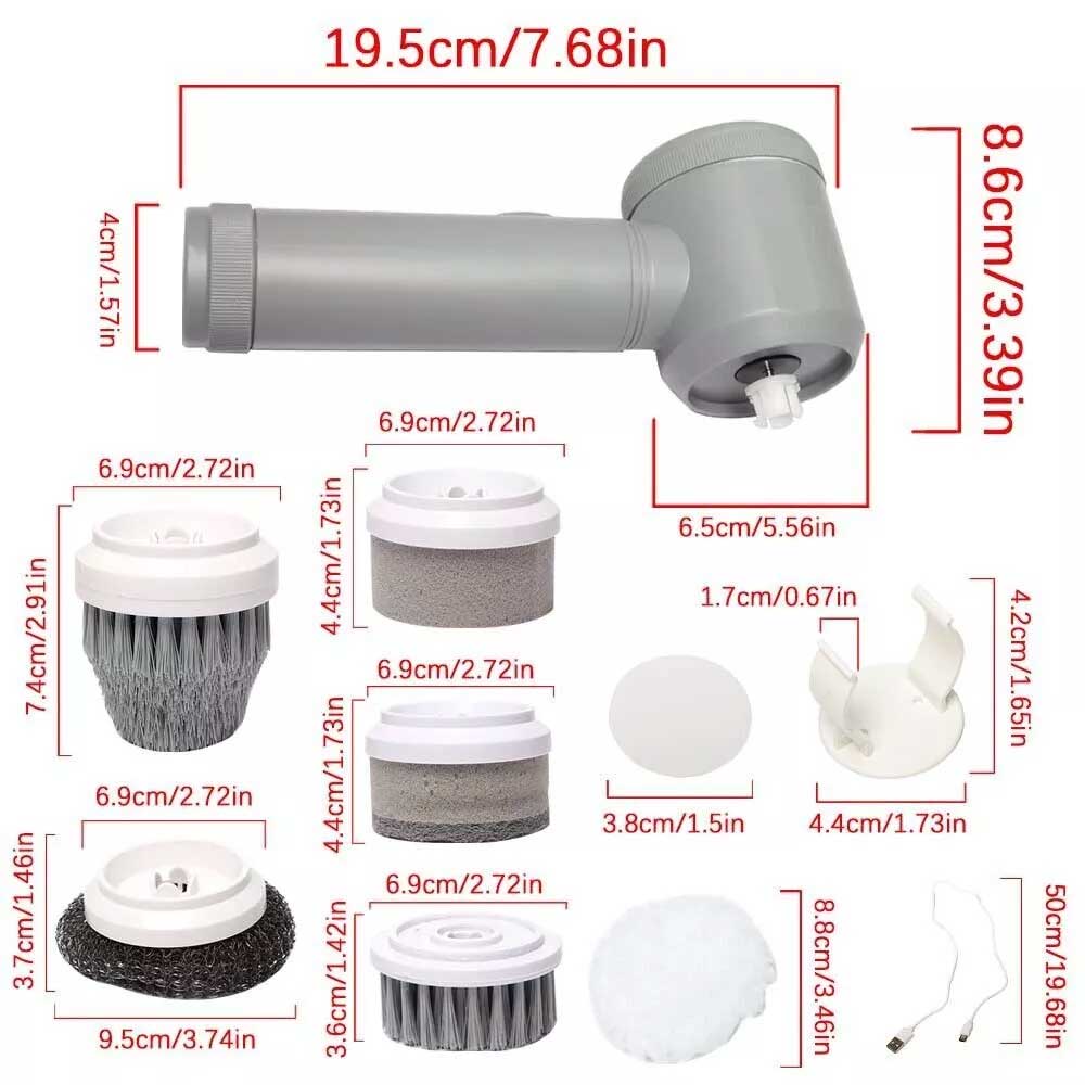 Cordless Electric Spin Scrubber - Powerful Turbo Cleaning Brush, Rechargeable Bath & Floor Scrubber