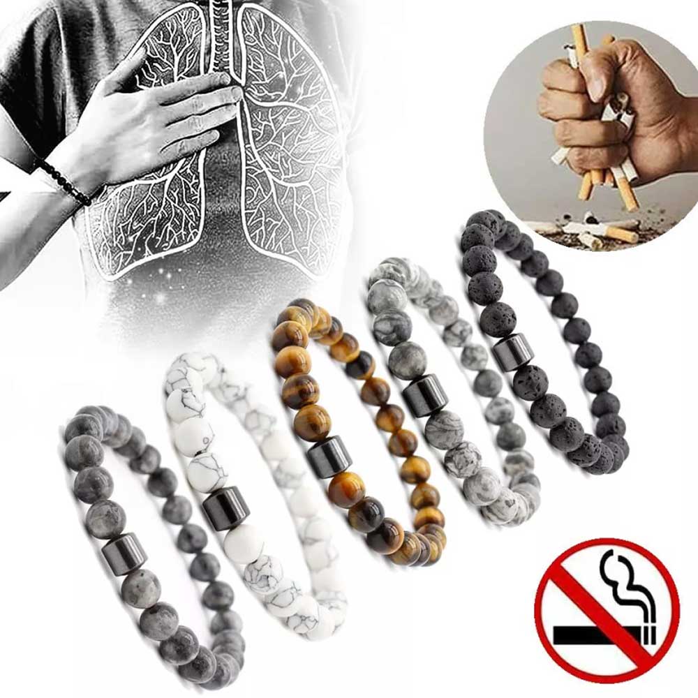 8mm Magnetic Anti-Smoking Bracelet – Natural Stone Cessation Aid for Positive Energy & Craving Relief
