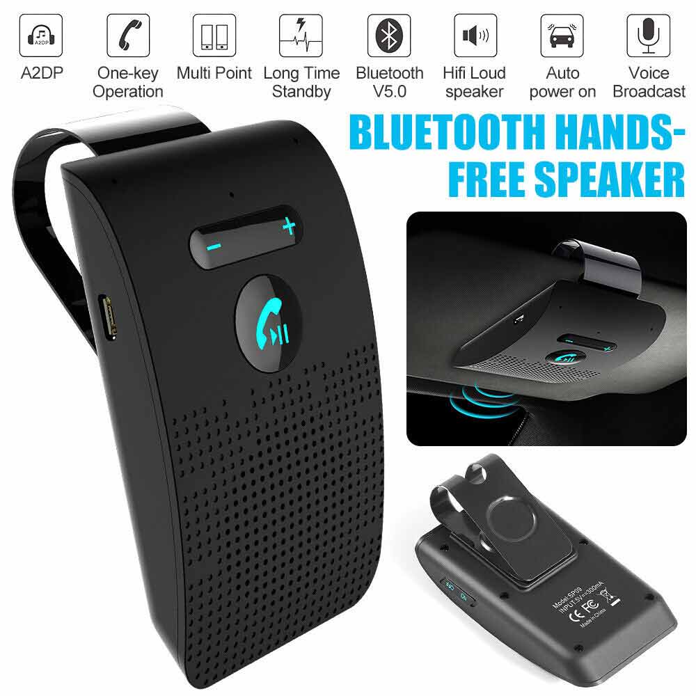 Bluetooth Hands-Free Sun Visor Wireless Phone Speaker Kit Car Speakerphone