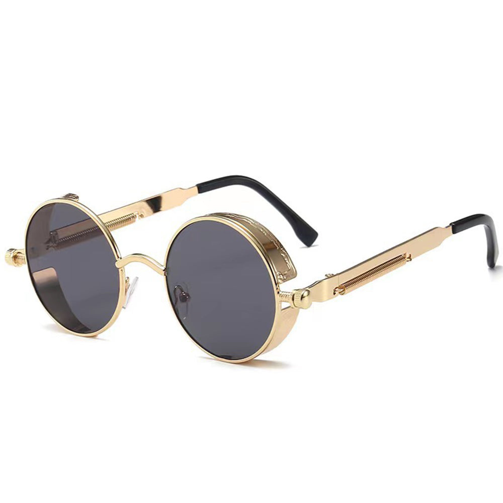 Classic Steampunk Sunglasses for Men and Women Retro Round Metal Frame Sunglasse
