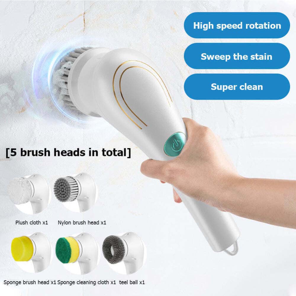 Electric Spin Scrubber Cordless Cleaning Brush Rotating Home Bathroom Clean USB