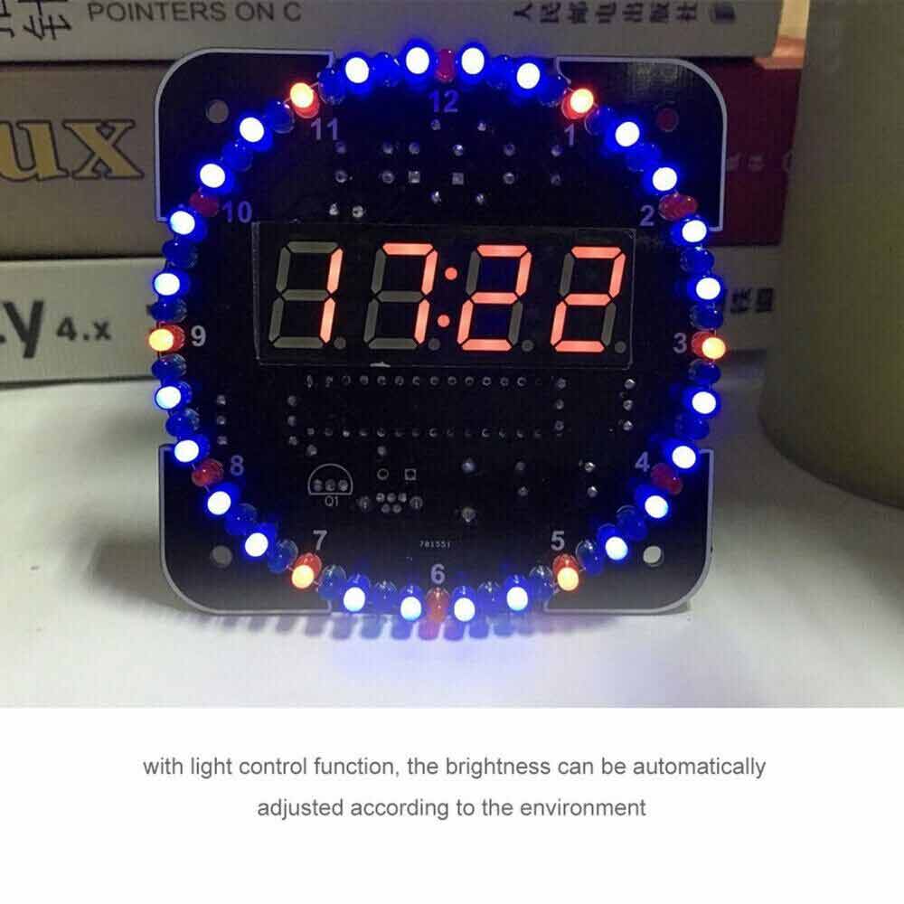 DIY Rotating Digital LED Electronic Digital Clock Temperature Display KIT + Case