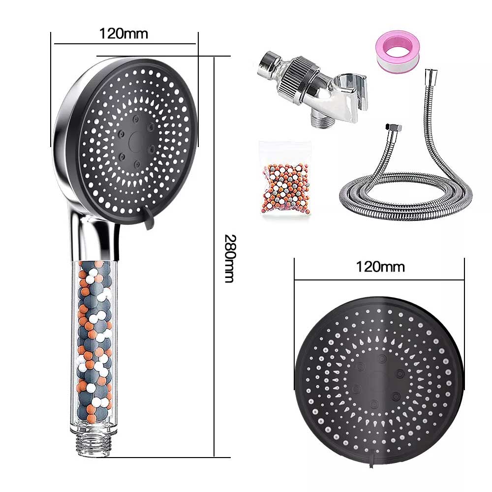 High Pressure 5-in-1 Filter Shower Head - 5 Modes - Hard Water Safe