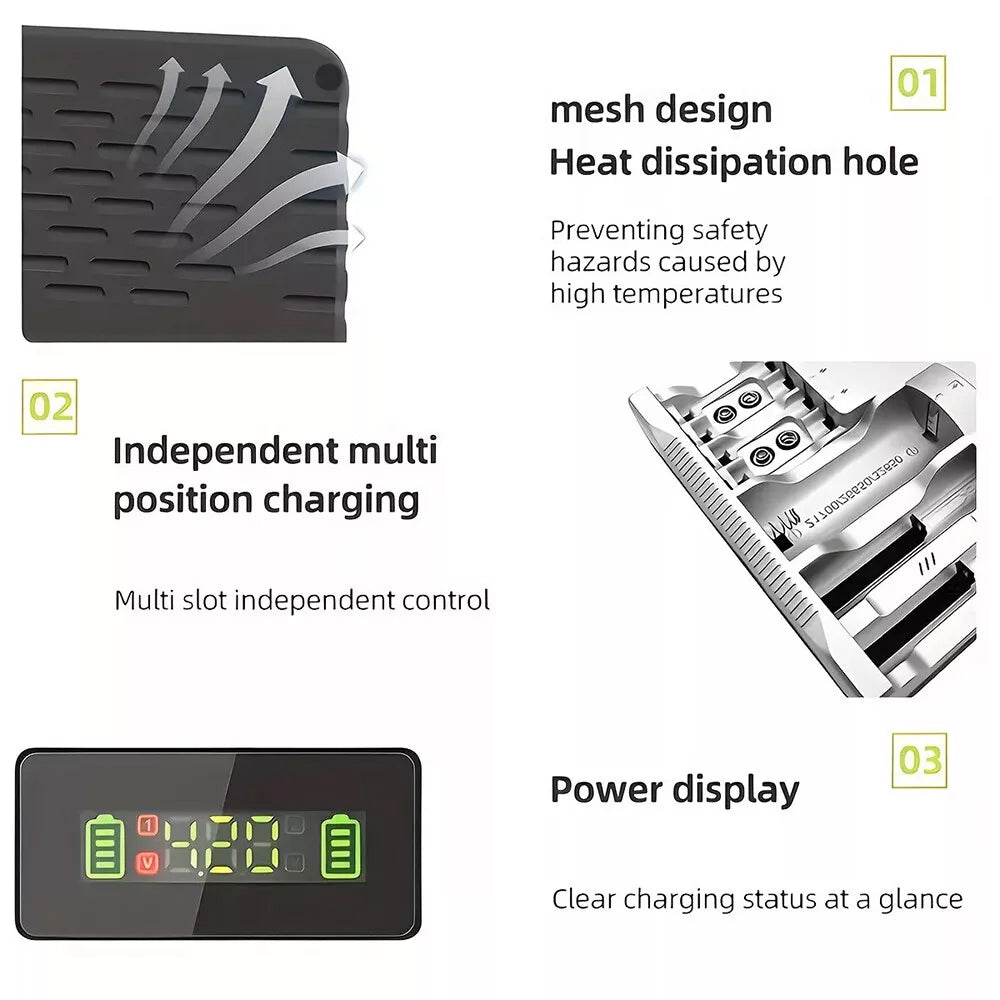 LCD Smart Battery Charger For AAA AA 9V Ni-MH Ni-CD Rechargeable Batteries